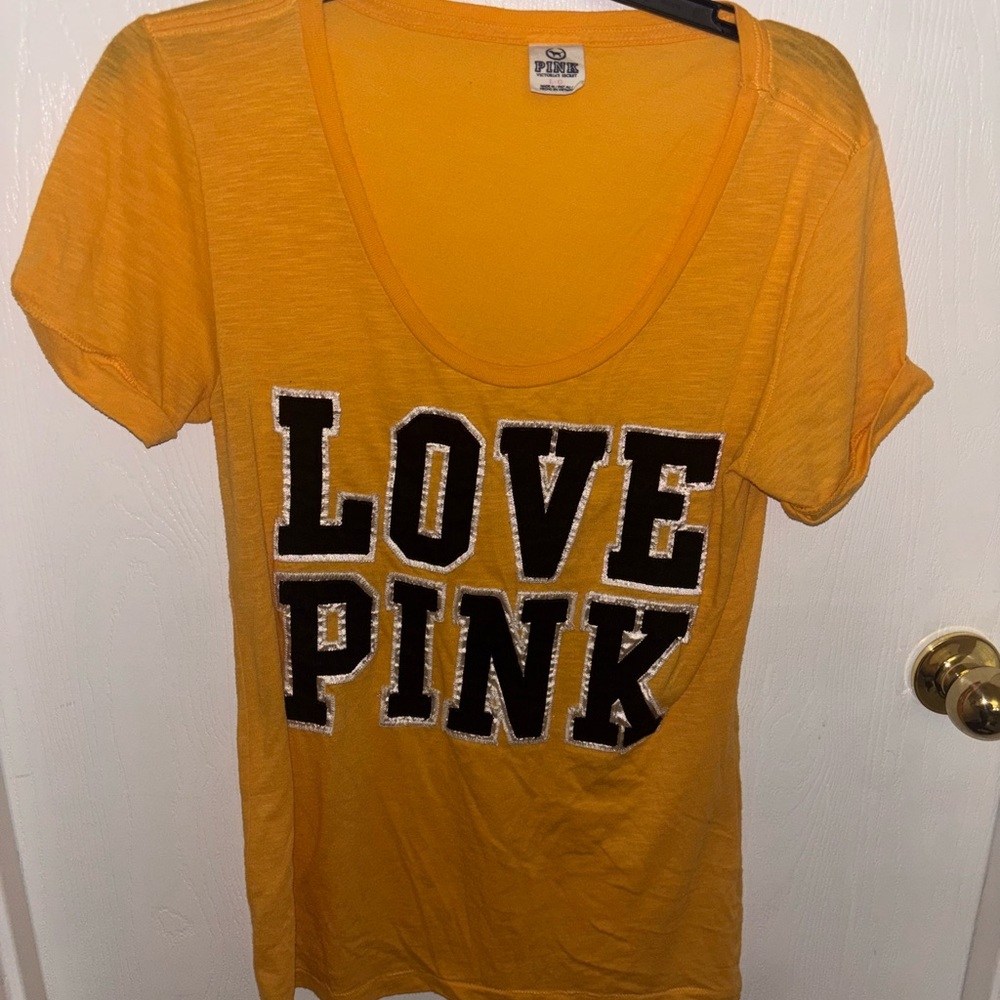 Victoria Secret PINK - Yellow Love Pink T-Shirt Size - L